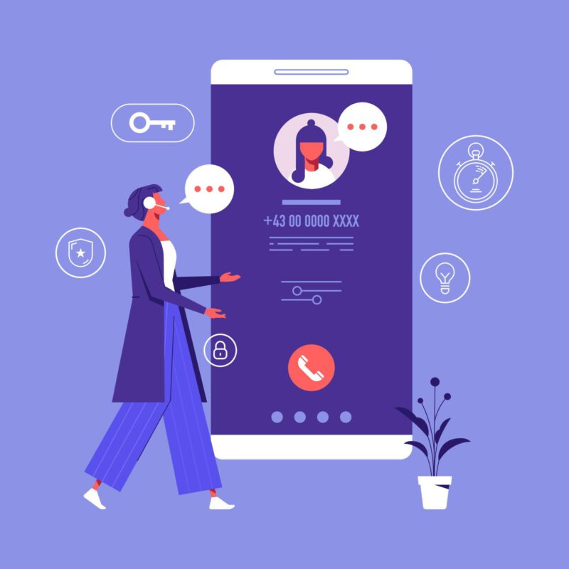 Customer support concept operator with headset doing live feedback hotline operator advises client specialist solve clients problems vector